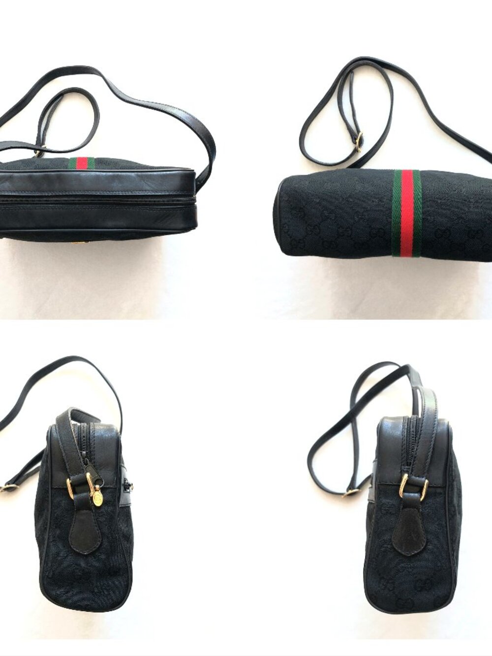 Vintage Gucci Black GG Jacquard Woven Textile Sherry Line Crossbody Bag PRISTINE - Picture 14 of 16